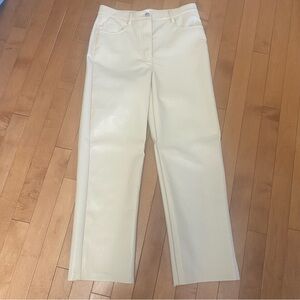 Aritzia Wilfred Size 6 Cream Faux Leather Melina High Waisted Pants in EUC